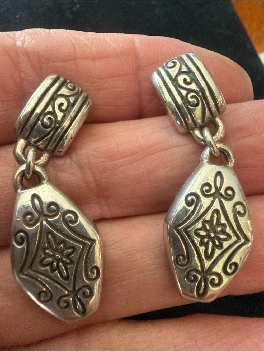 Brighton Silver Floral Drop Earrings - Silver